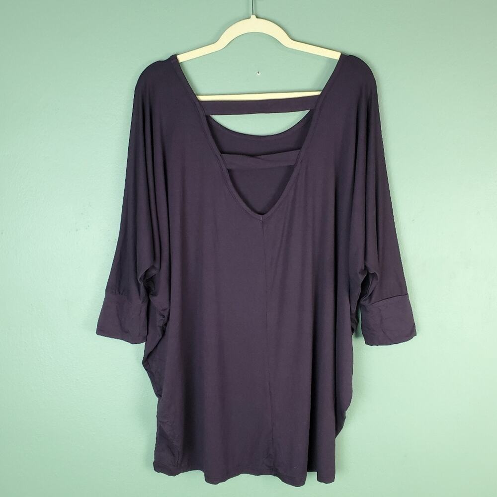 Market & Spruce Mallio Double Bar Back Knit Dark Purple Maternity Top Size XXL - Picture 2 of 6